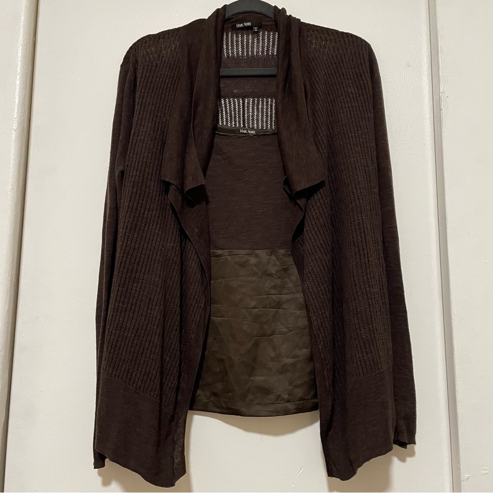 MARC AUREL (Germany) Linen Silk Brown Women’s Top with Cardigan Size Large